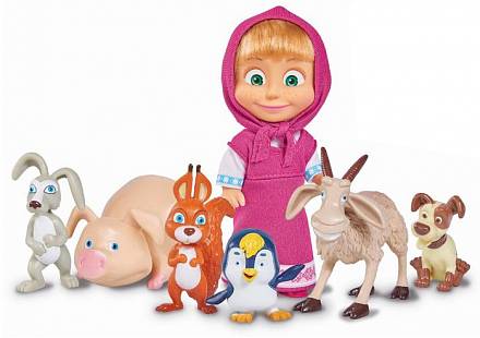 Игровой набор - кукла Маша с друзьями-животными, 12 см. 